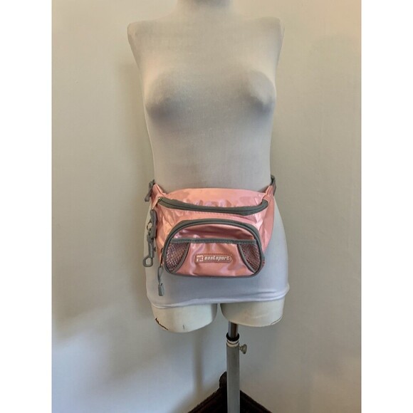 VTG Eastsport Belt Bag Pink Gray Women Fanny Pack 2000s 90s y2k Barbie Cute Trav - Picture 3 of 15